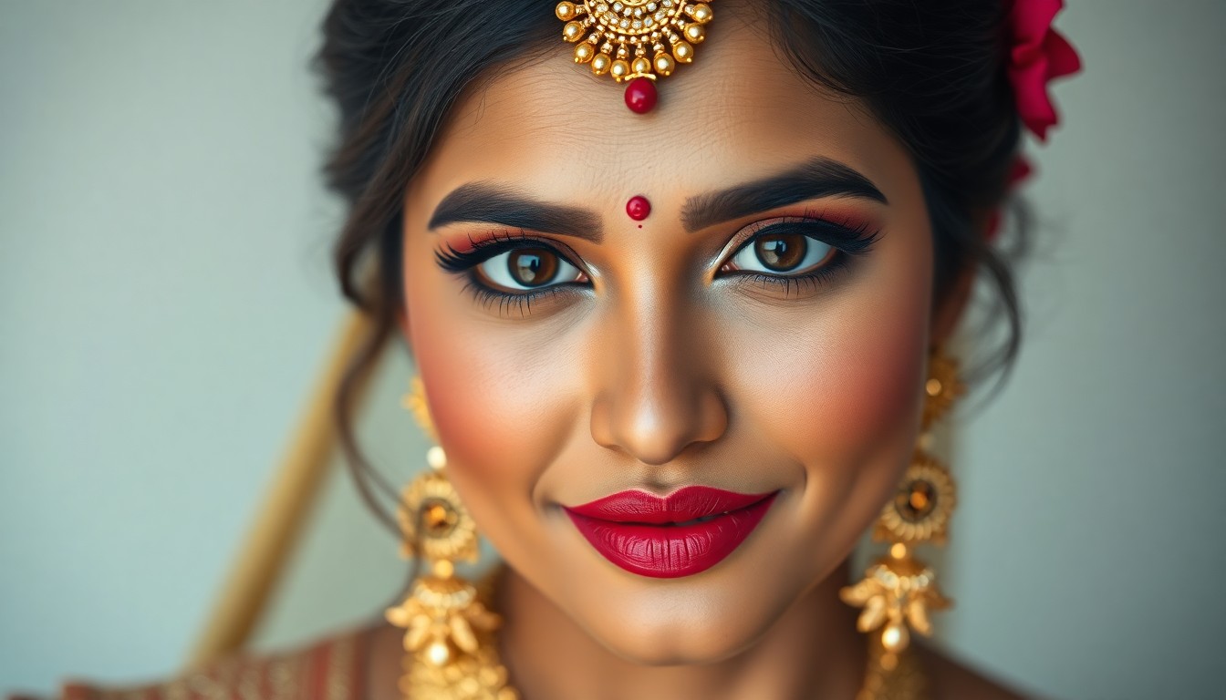 glass skin finish for South Indian brides