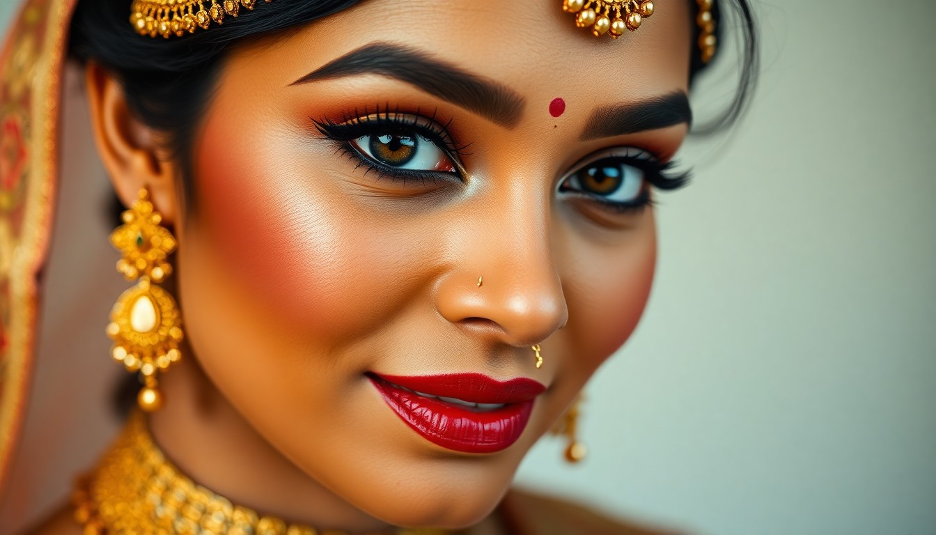 mauve and plum lip bridal makeup Bangalore