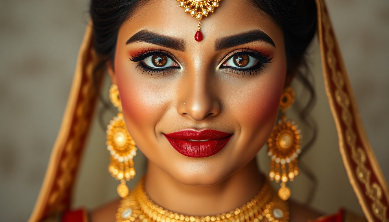 pop of color graphic liner bridal look